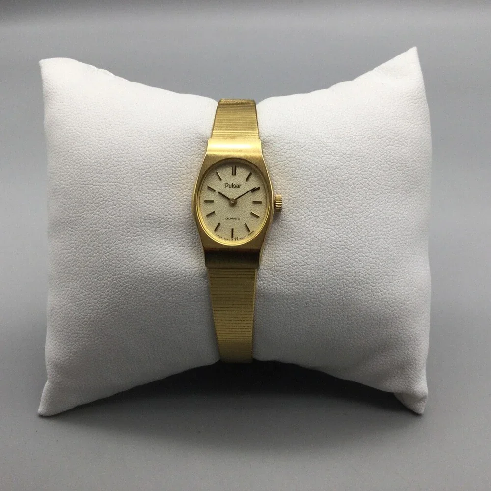 Pulsar Womens Watch 16mm Oval Gold Tone Bracelet Dress V232-5960 New Battery 6